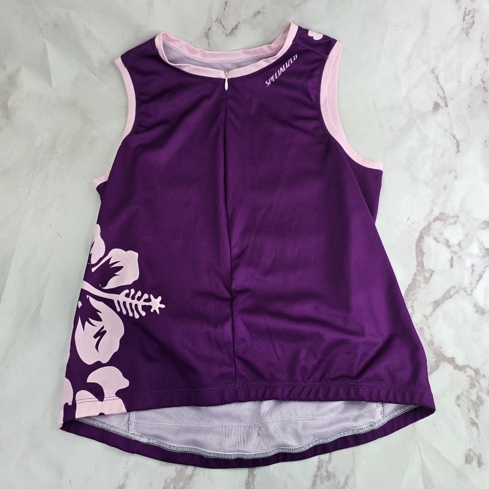 Specialized Cycling Jersey Women Large Purple Pink Floral Bike Zip Pockets Top